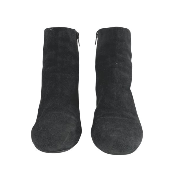 Gianni Bini Women's Black Suede Leather Block Heel Zip Ankle Boots Booties Sz 7 - Picture 2 of 9